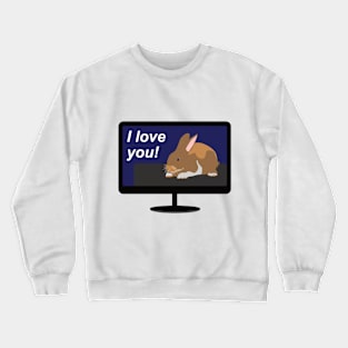 Sweet rabbit on television Crewneck Sweatshirt